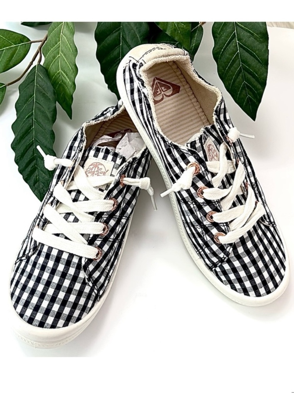 ROXY SURF BLACK & WHITE GINGHAM SNEAKER